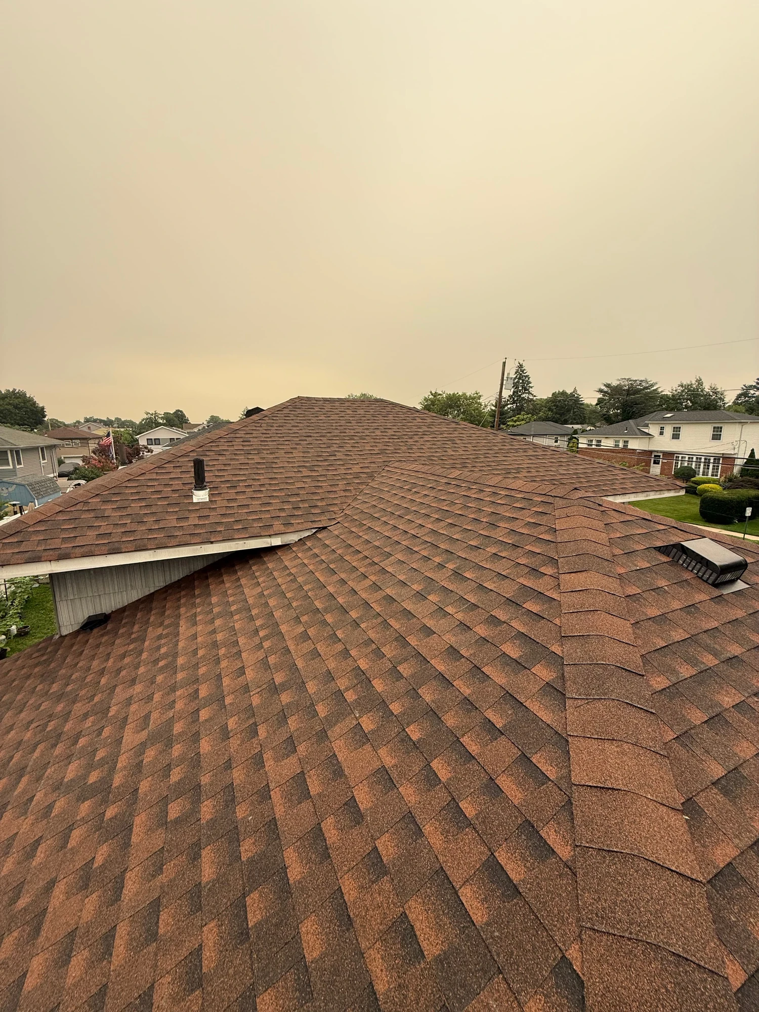Brown shingles and ridge detail