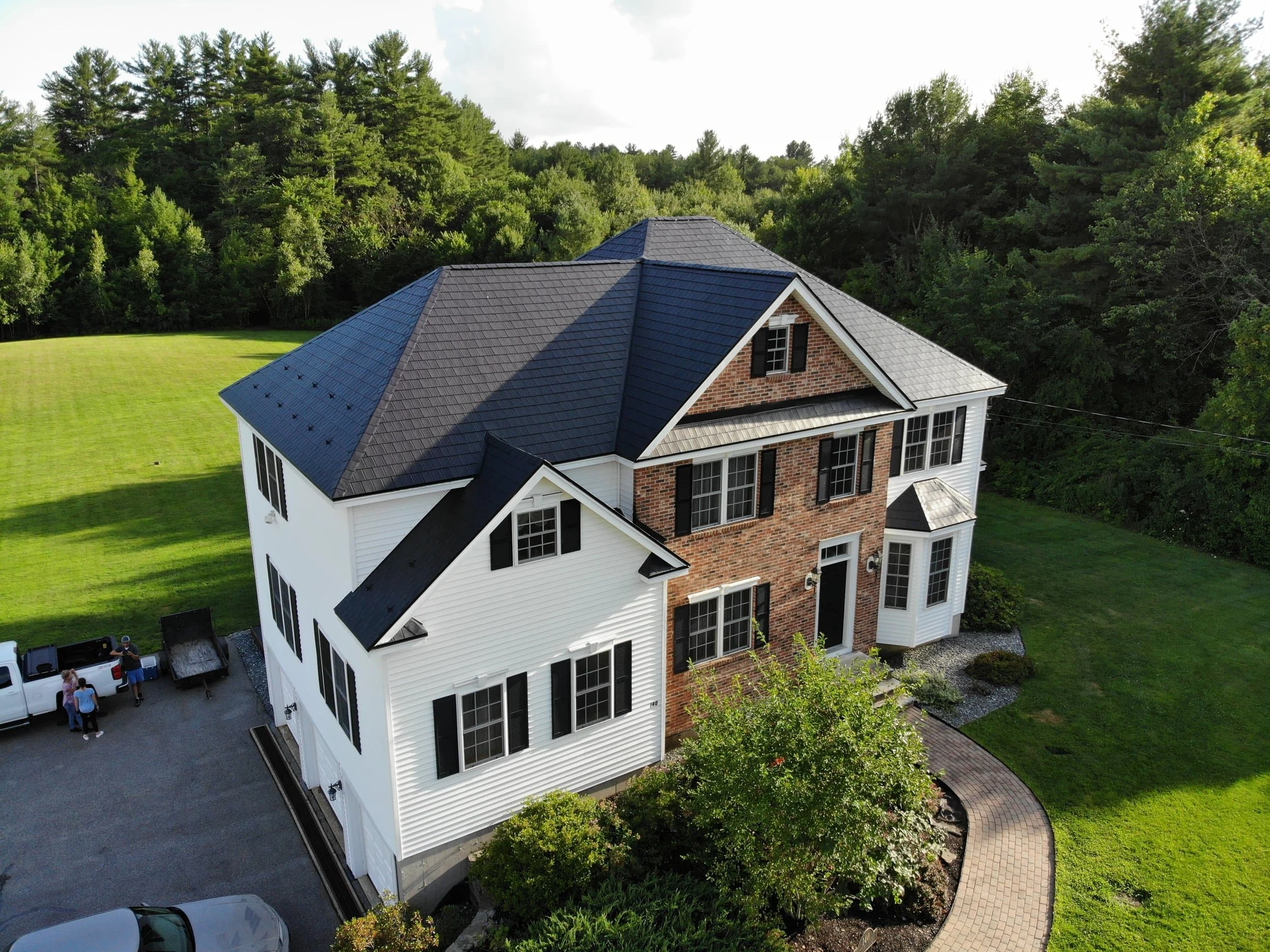 Dark roof on a two-story new build