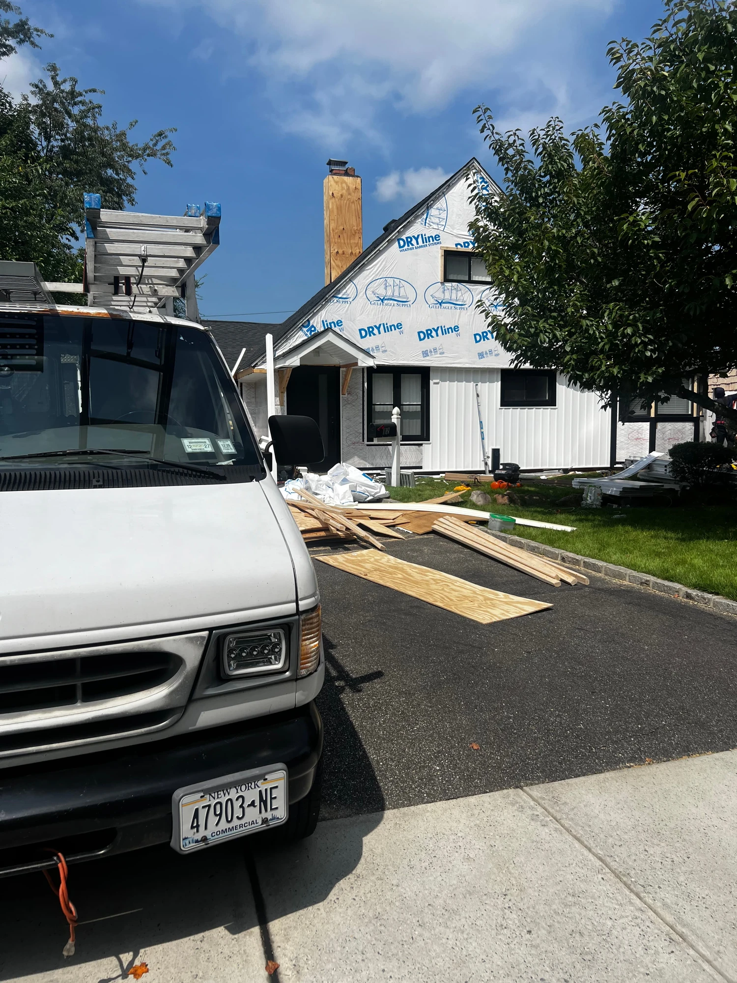 Roof replacement job site