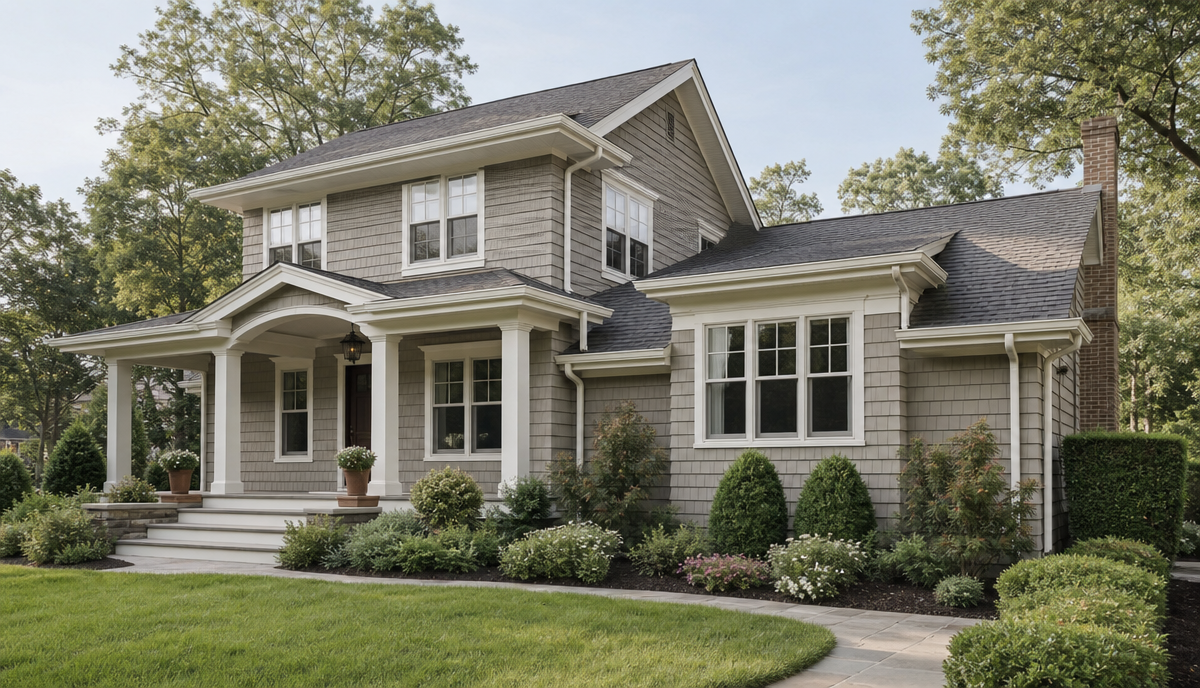 Long Island craftsman home with a seamless addition matching the original architecture