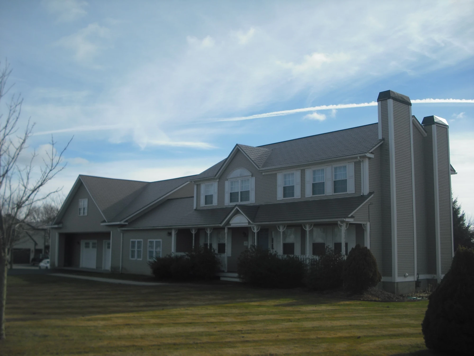 Roof across a large country residence