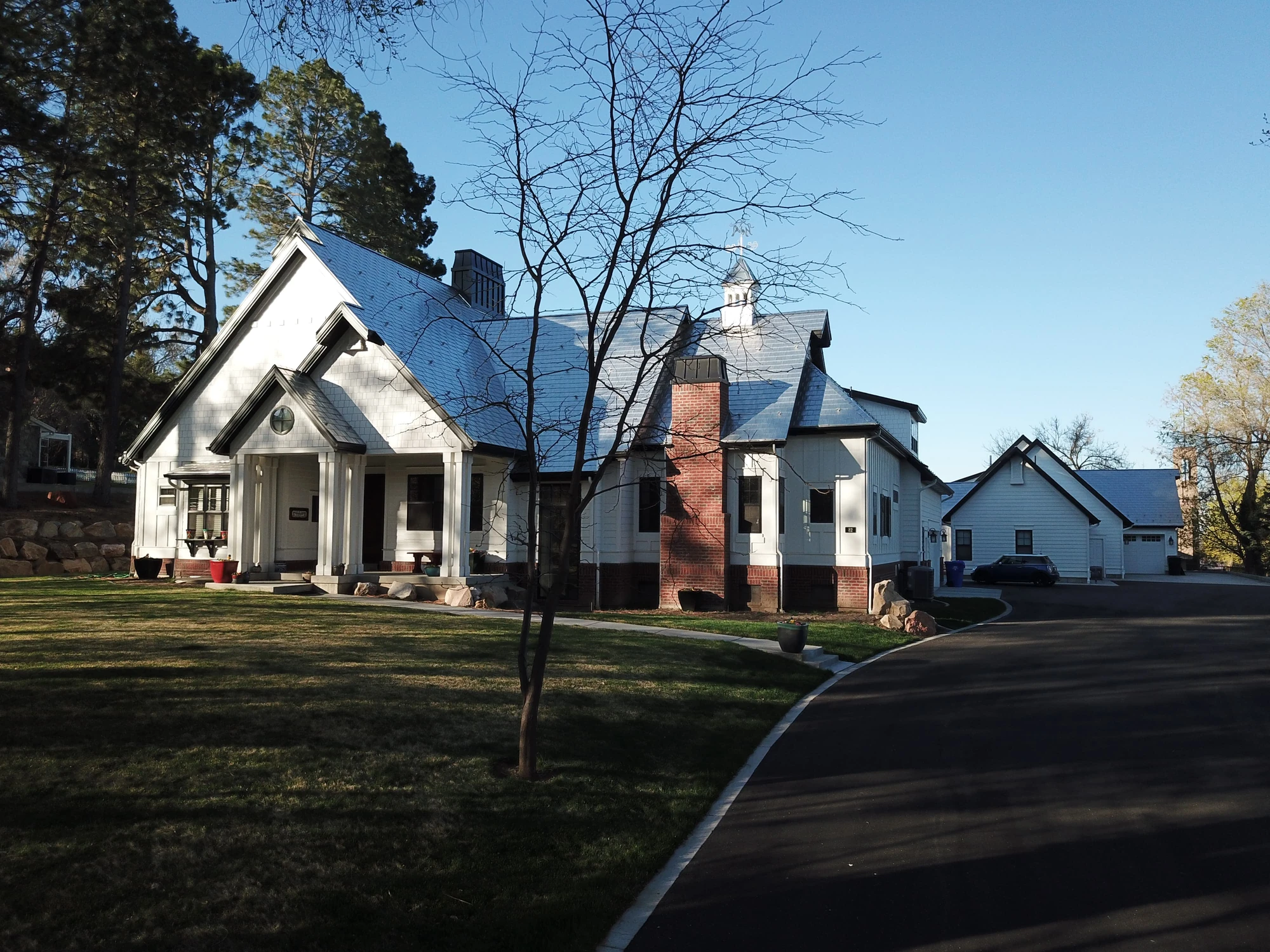 Roof on a white craftsman home